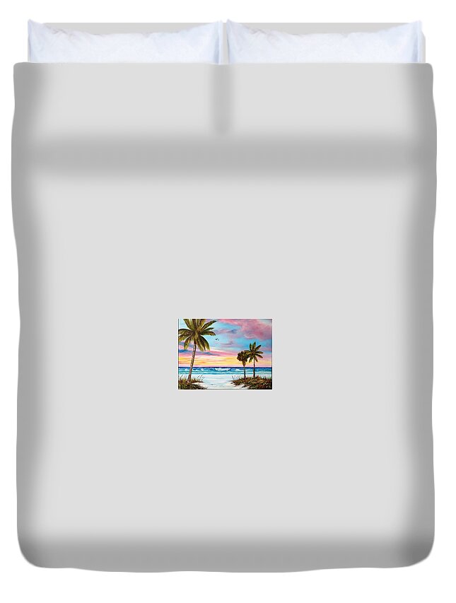 Siesta Key Duvet Cover featuring the painting Colors Of Siesta Key by Lloyd Dobson