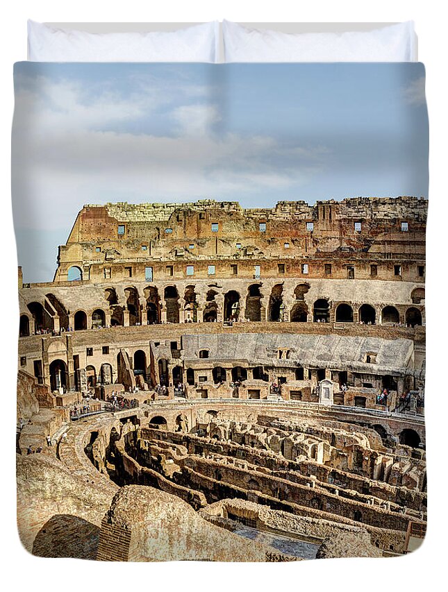 Colosseum Duvet Cover featuring the photograph Colosseum from above by Weston Westmoreland
