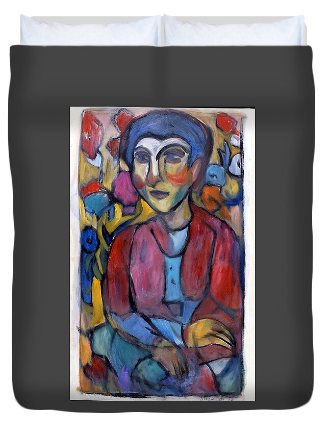 Garden Duvet Cover featuring the painting Colourful Contemple by Mykul Anjelo