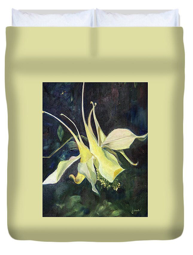 Plein Air Duvet Cover featuring the painting Columbine by Nila Jane Autry