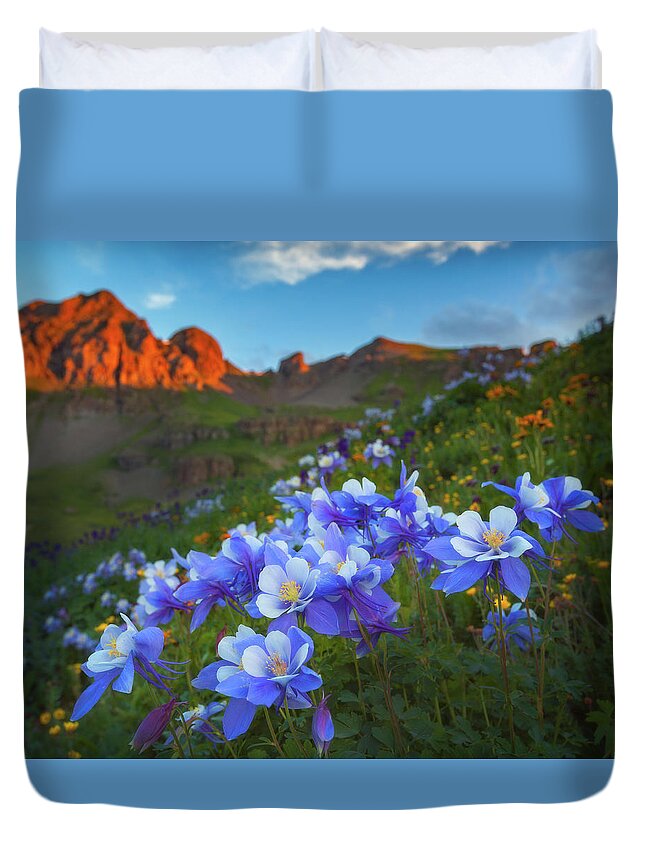 Colorado Duvet Cover featuring the photograph Columbine Sunrise by Darren White