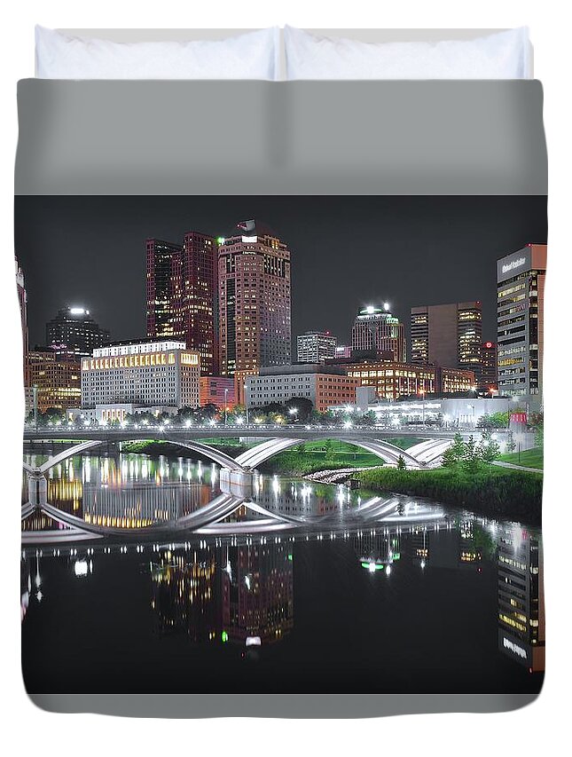 Columbus Duvet Cover featuring the photograph Columbus in Selective Color 2017 by Frozen in Time Fine Art Photography