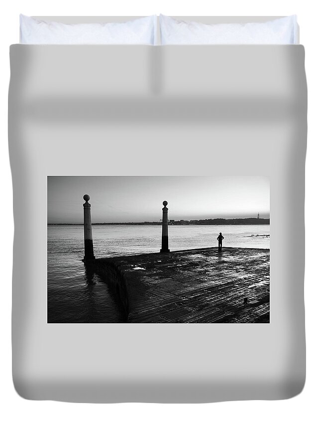 Anchorage Duvet Cover featuring the photograph Columns Dock by Carlos Caetano