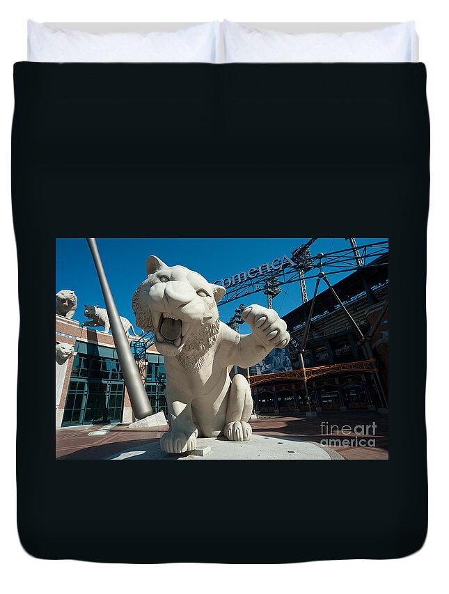 Baseball Duvet Cover featuring the photograph Comerica Park Entrance by Steven Dunn