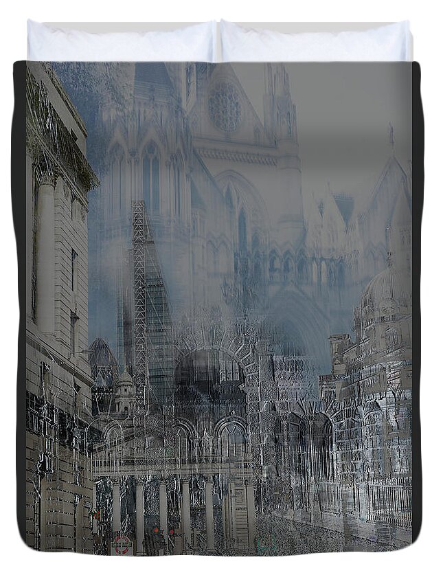 Londonart Duvet Cover featuring the digital art Comes The Night - City Deamscape by Nicky Jameson