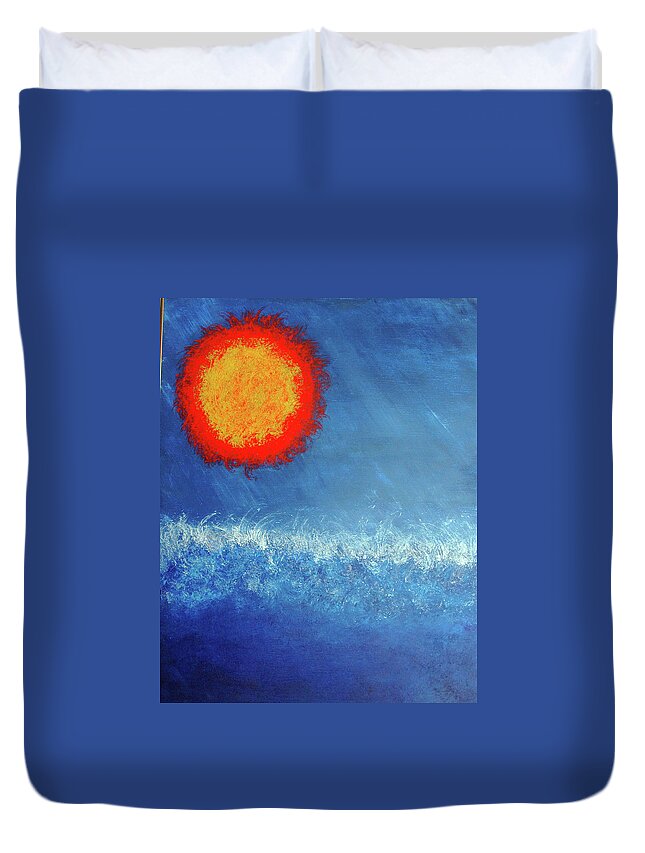Global Warming Duvet Cover featuring the painting Coming to a Boil by Rein Nomm