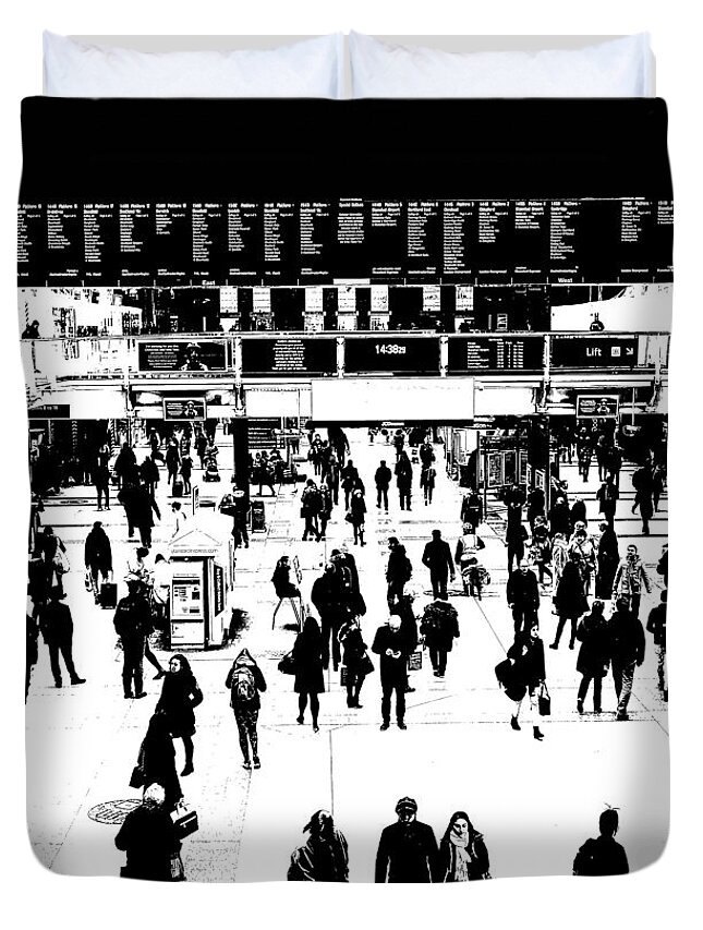 Liverpool Duvet Cover featuring the photograph Commuter Art London Sketch by David Pyatt