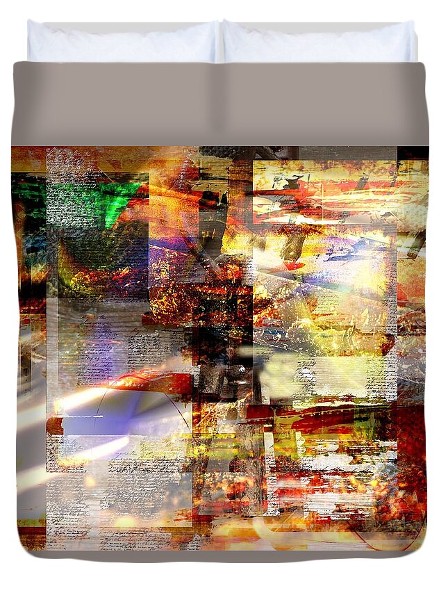 Abstract Duvet Cover featuring the digital art Complicity Of Green by Art Di