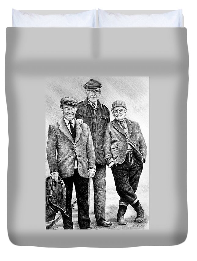  Last Of The Summer Wine Duvet Cover featuring the painting Compo Clegg and Foggy 2 by Andrew Read