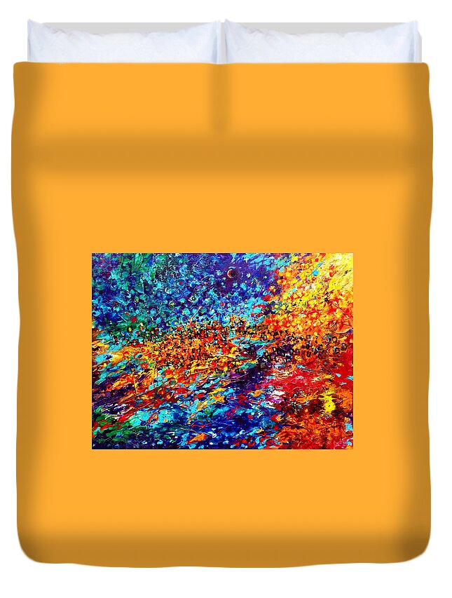 Energy Spiritual Art Duvet Cover featuring the painting Composition # 5. Series Abstract Sunsets by Helen Kagan