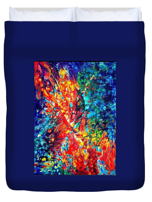 Energy Spiritual Art Duvet Cover featuring the painting Composition #3. Abstract Sunsets. by Helen Kagan