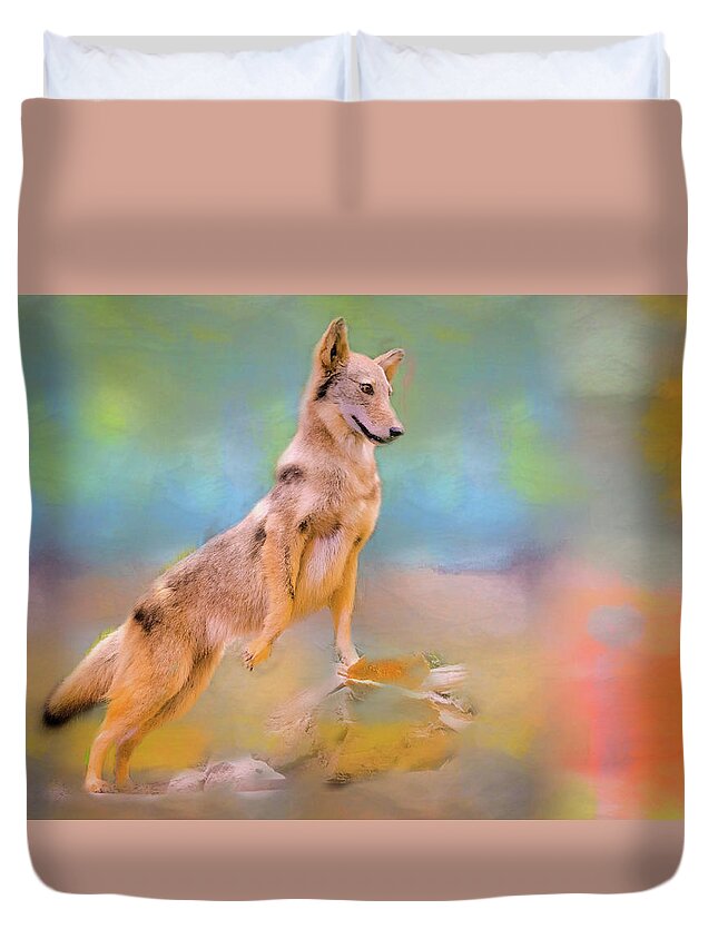 Animal Duvet Cover featuring the painting Concentration by Ches Black