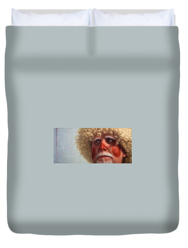 Clown Duvet Cover featuring the painting Concerned by James W Johnson