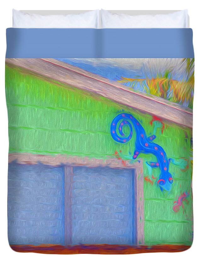 Conch Key Duvet Cover featuring the photograph Conch Key Lizard Wall Art by Ginger Wakem