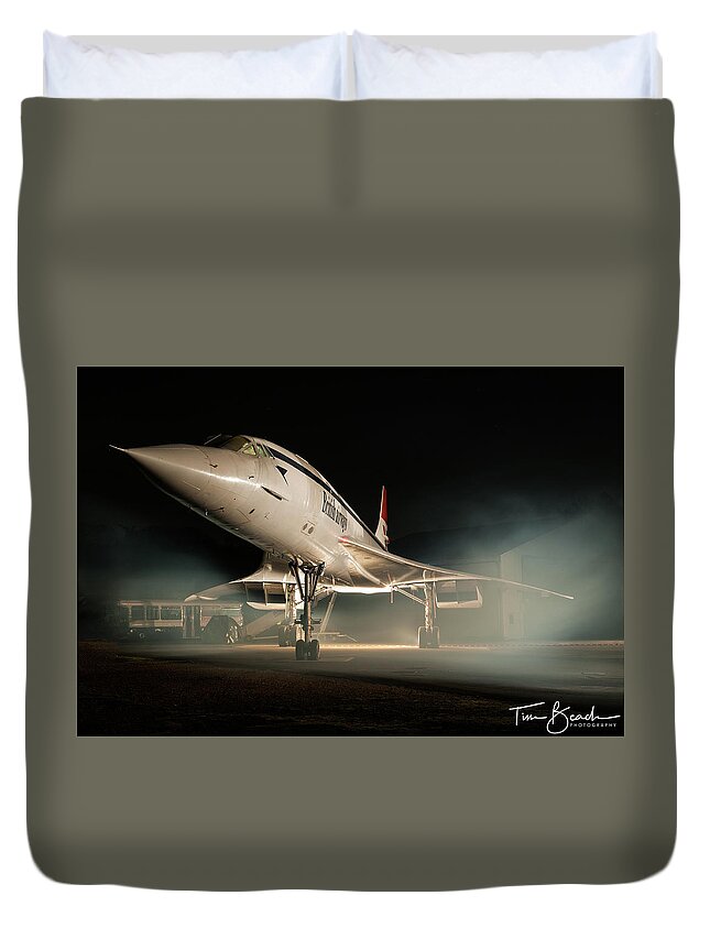 British Duvet Cover featuring the photograph Concorde in the Mist by Tim Beach