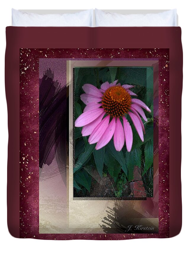 Cone Flower Duvet Cover featuring the digital art Cone Flower in My Backyard by Janis Kirstein