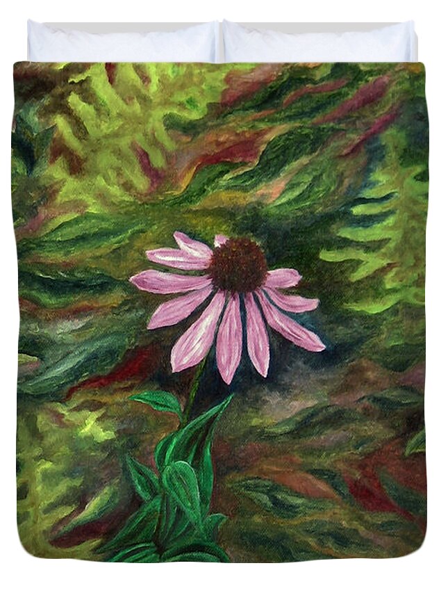 Coneflower Duvet Cover featuring the painting Coneflower by FT McKinstry