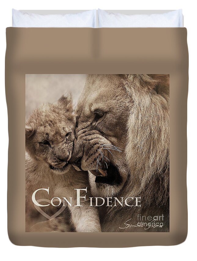 Lions. Lion Duvet Cover featuring the photograph Confidence by Christine Sponchia