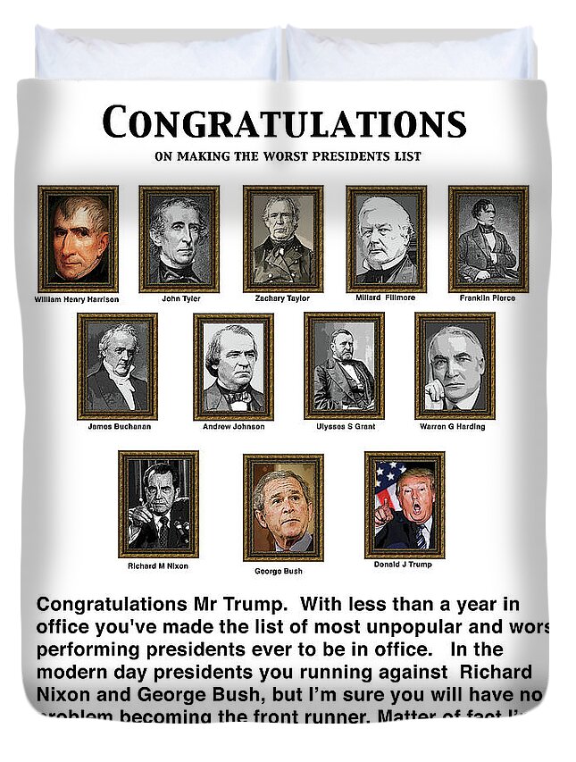 Donald Trump Duvet Cover featuring the digital art Congratulations by Joe Palermo