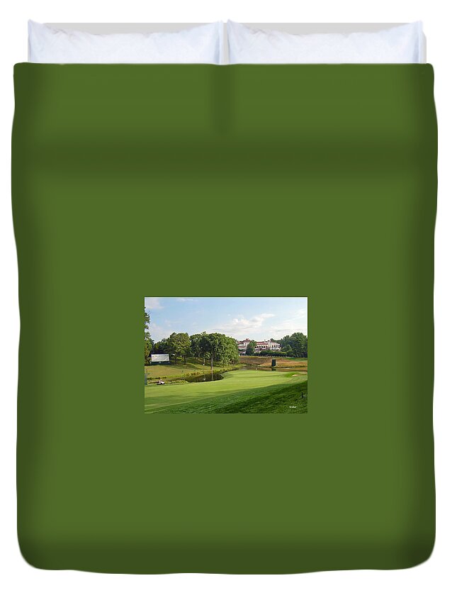 Maryland Duvet Cover featuring the photograph Congressional Blue Course - The Finish - Par 4 18th by Ronald Reid