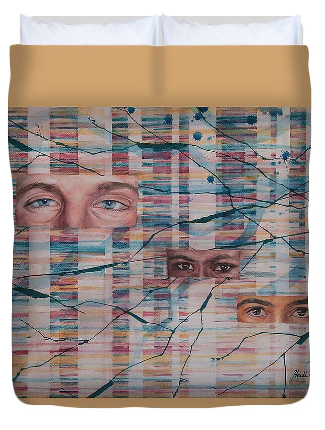 Dna Duvet Cover featuring the painting Connected by Heidi E Nelson
