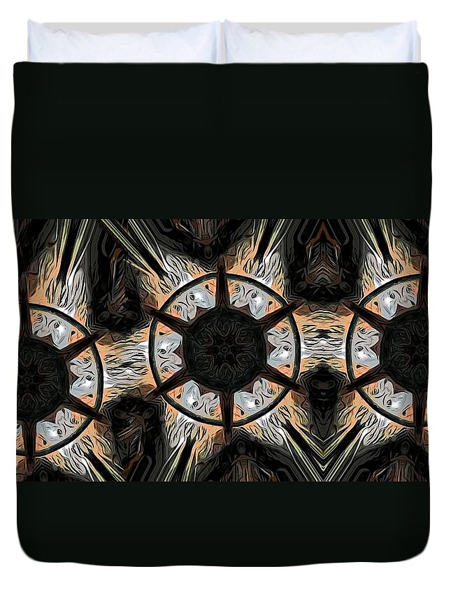 Abstract Duvet Cover featuring the digital art Connections by Ronald Bissett