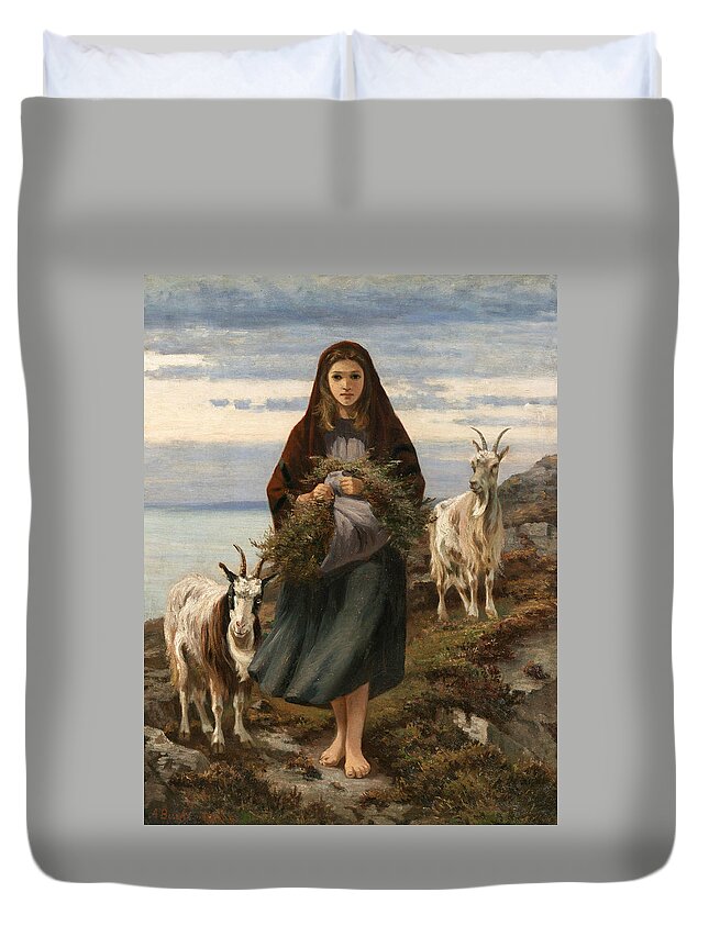 Irish Art Duvet Cover featuring the painting Connemara Girl by Augustus Nicholas Burke