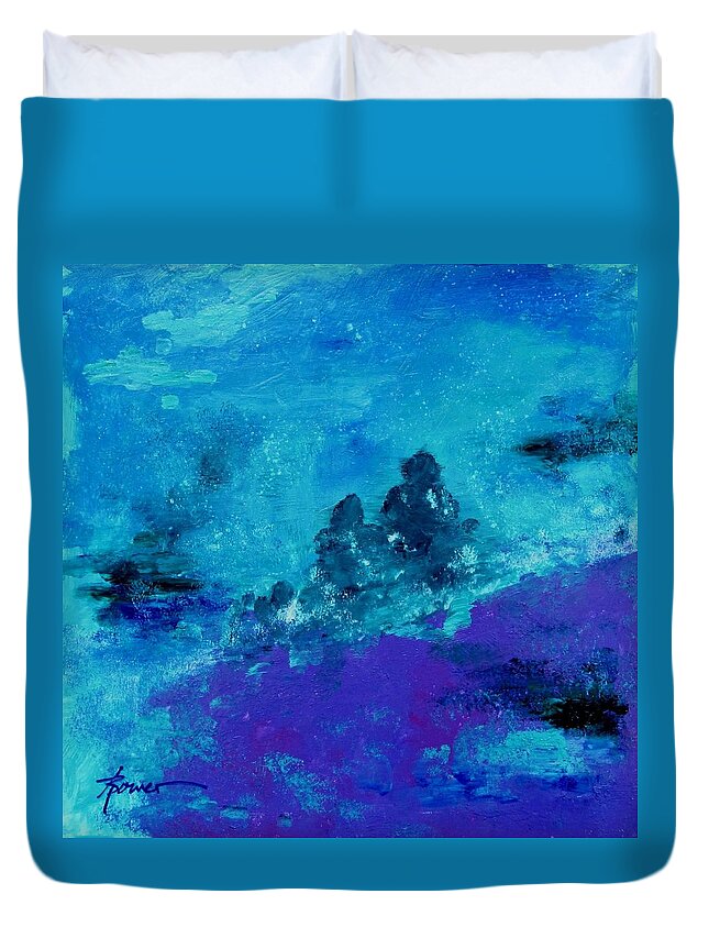 Abstract Duvet Cover featuring the painting Consider The Heavens by Adele Bower
