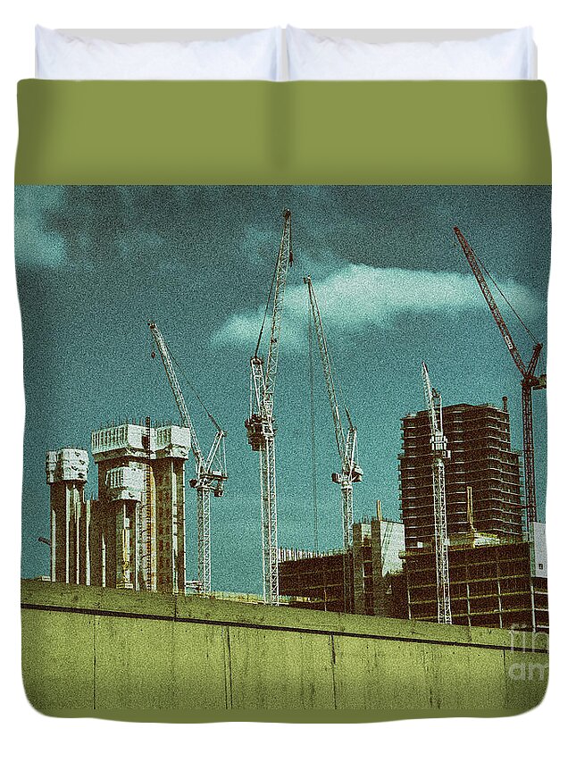 Construction Duvet Cover featuring the photograph Construction Works in Stratford by Jasna Buncic