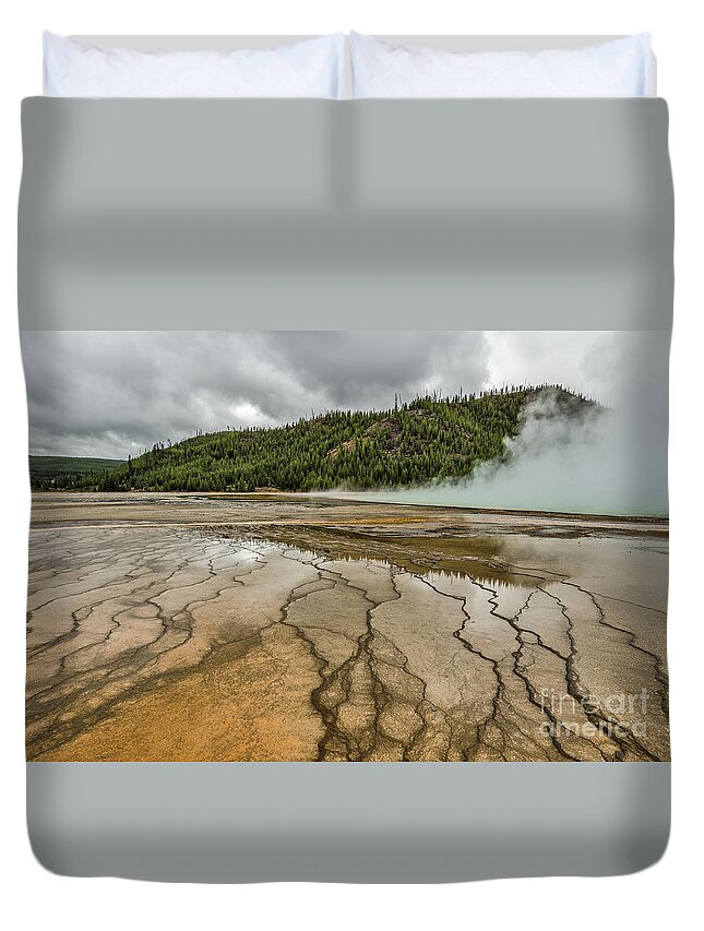 Midway Geyser Basin Duvet Cover featuring the photograph Contrasts at Midway Geyser Basin by Sue Smith