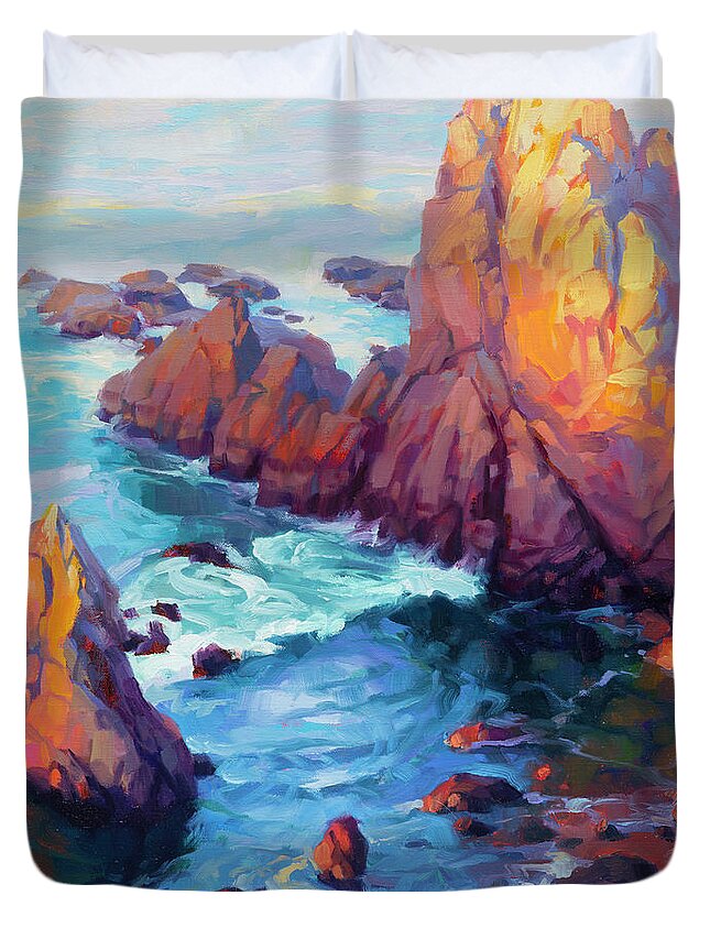 Ocean Duvet Cover featuring the painting Convergence by Steve Henderson