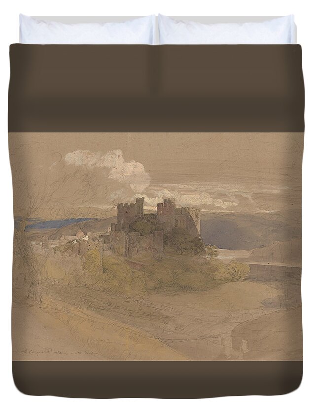 Samuel Palmer Duvet Cover featuring the drawing Conway Castle by Samuel Palmer