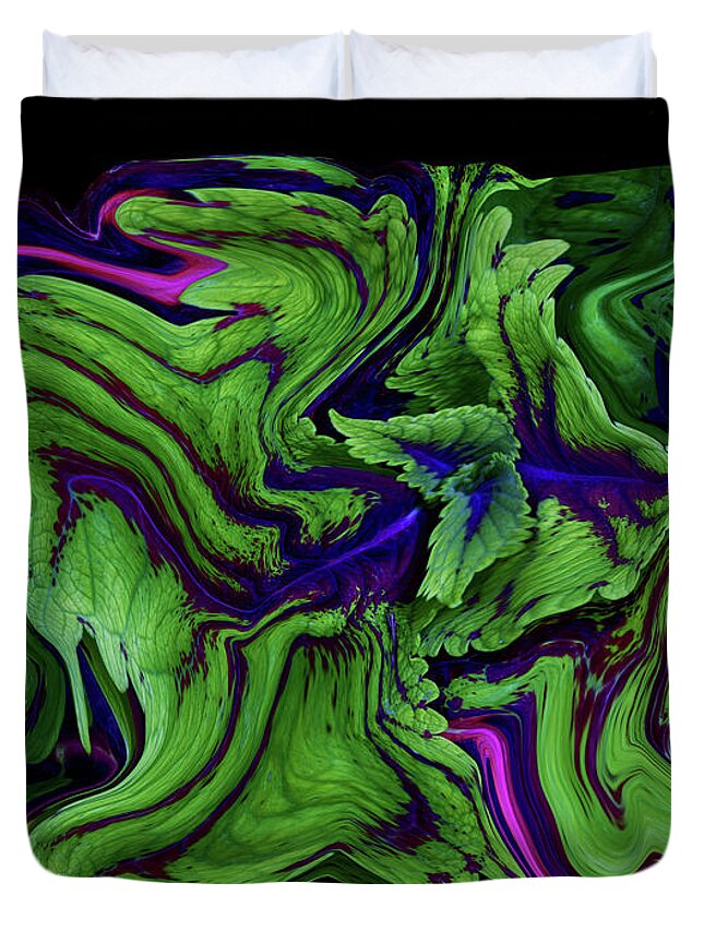 Abstract Duvet Cover featuring the digital art Coolified Coleus by Robert Woodward