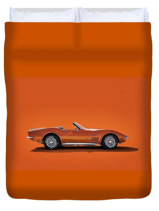 Corvette Duvet Cover featuring the digital art 1972 Corvette by Douglas Pittman