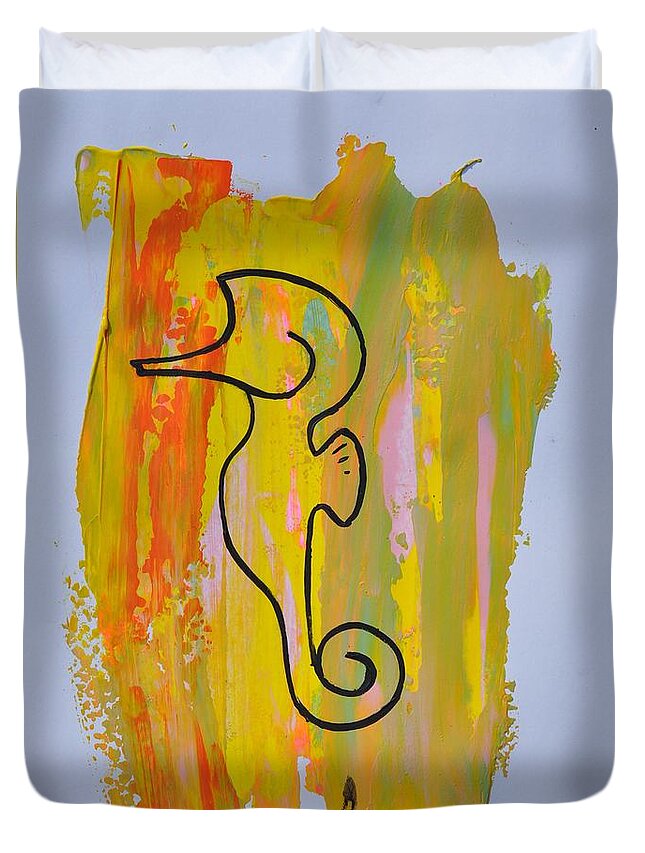 Seahorse Duvet Cover featuring the painting Copycat Seahorse ID 03/30 by Eduard Meinema