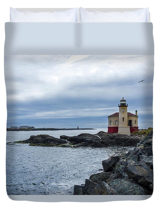 Lighthouse Duvet Cover featuring the photograph Coquille Lighthouse III by Steven Clark