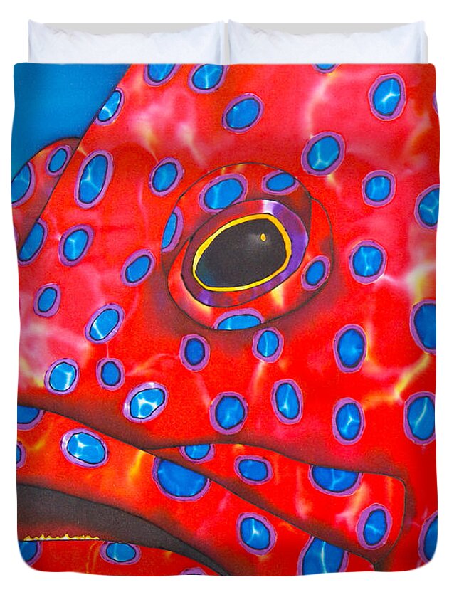Coral Grouper Duvet Cover featuring the painting Coral Groupper II by Daniel Jean-Baptiste