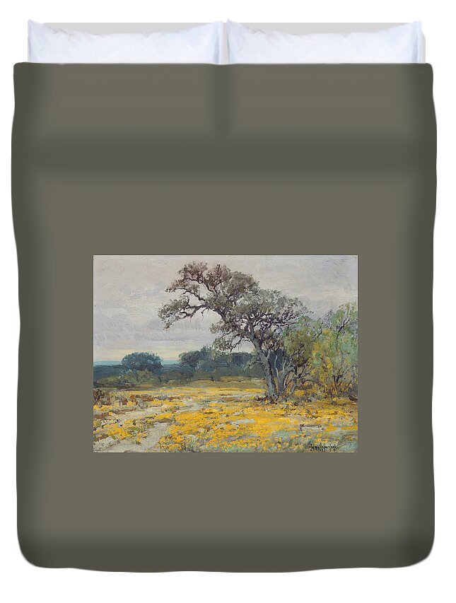 19th Century Art Duvet Cover featuring the painting Coreopsis, Near San Antonio, Texas by Julian Onderdonk