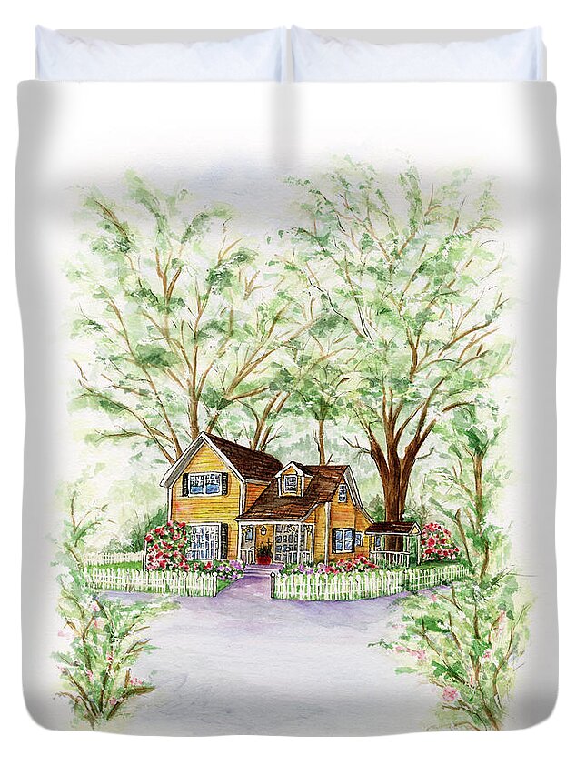 Ashland Duvet Cover featuring the painting Corner Charmer by Lori Taylor