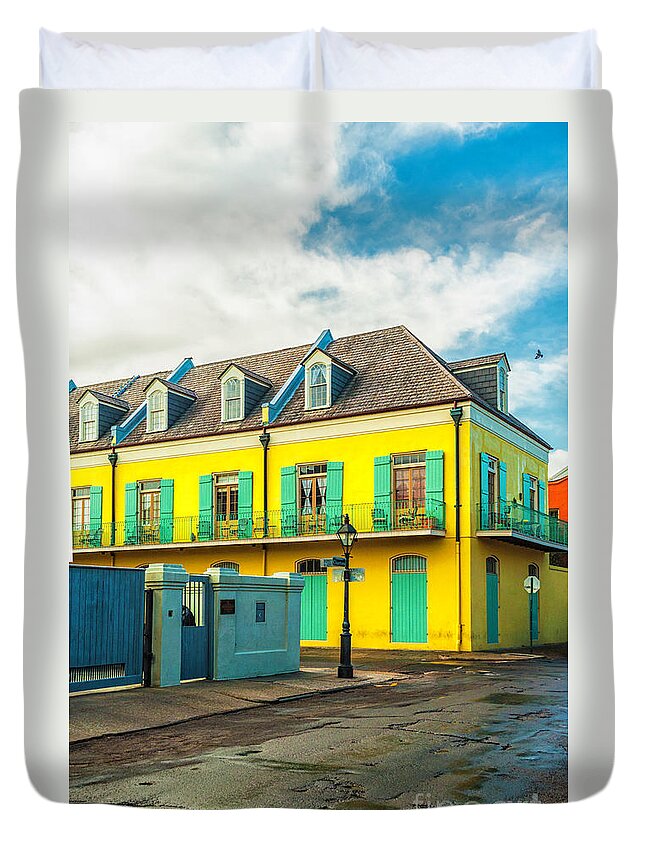 Chartres Street Duvet Cover featuring the photograph Corner of Chartres by Frances Ann Hattier