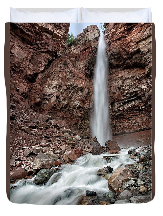 Waterfall Duvet Cover featuring the photograph Cornet Falls In Spring by Denise Bush