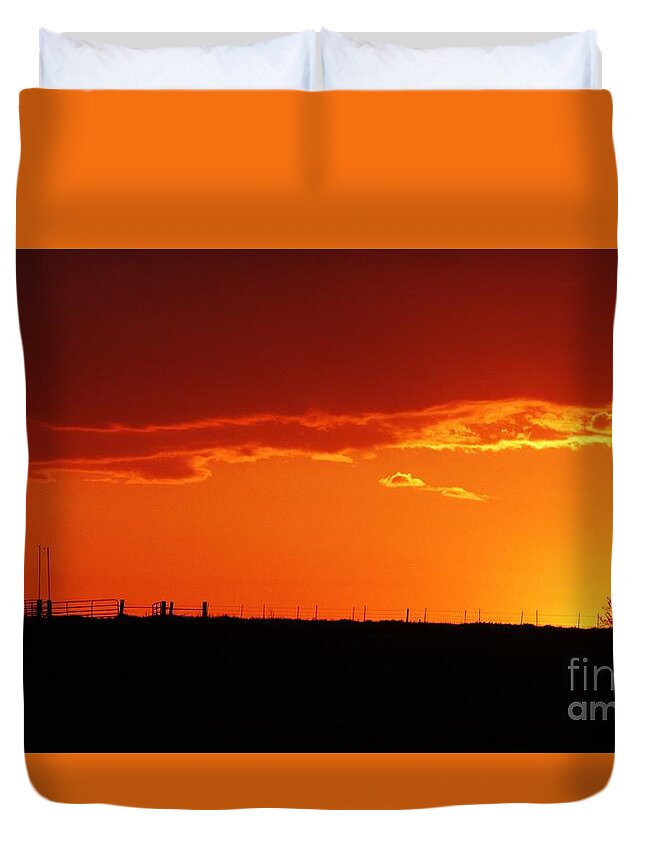 Sunset Duvet Cover featuring the photograph Corral Silhouette by J L Zarek