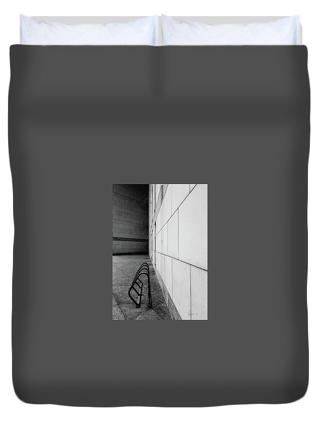 Corridor Duvet Cover featuring the photograph Corridor in black and white by Bruce Carpenter