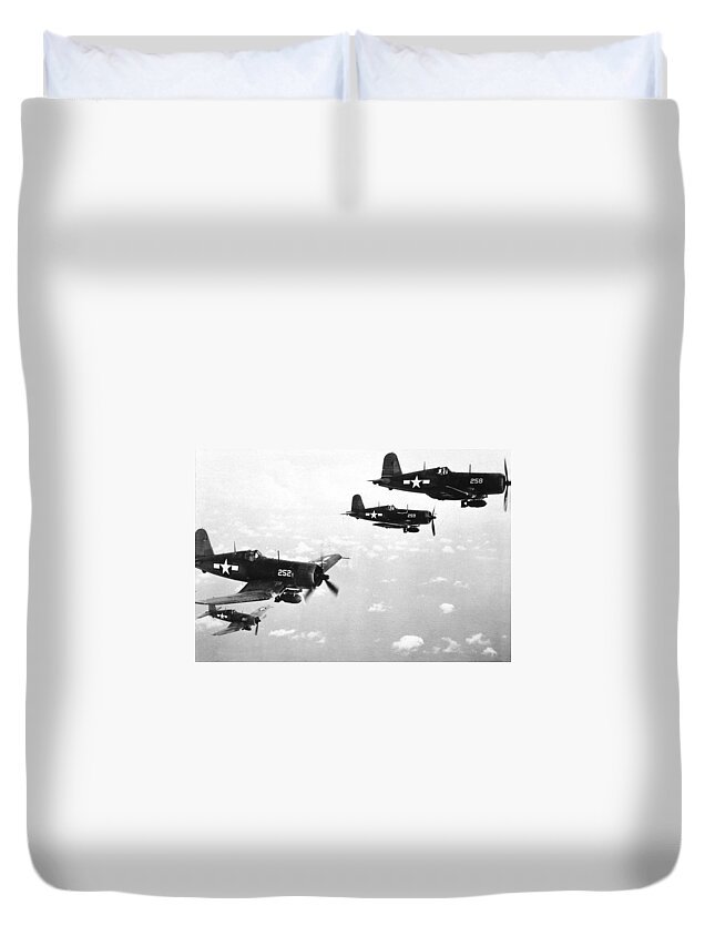 Air Duvet Cover featuring the photograph Corsair planes US Airforce by American School