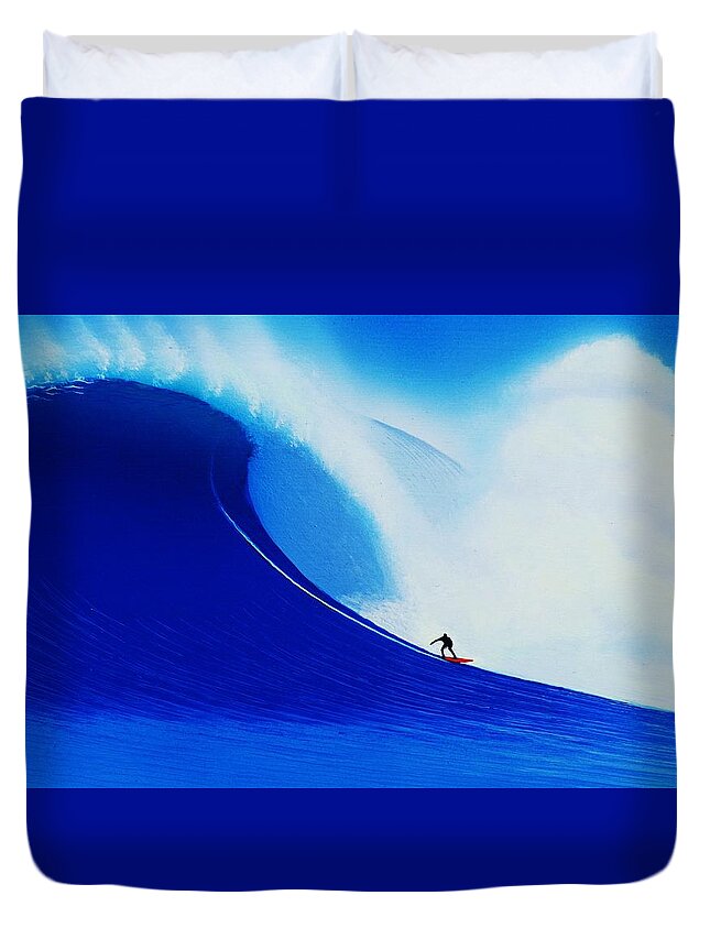 Surfing Duvet Cover featuring the painting Cortes Bank 1-19-2001 by John Kaelin