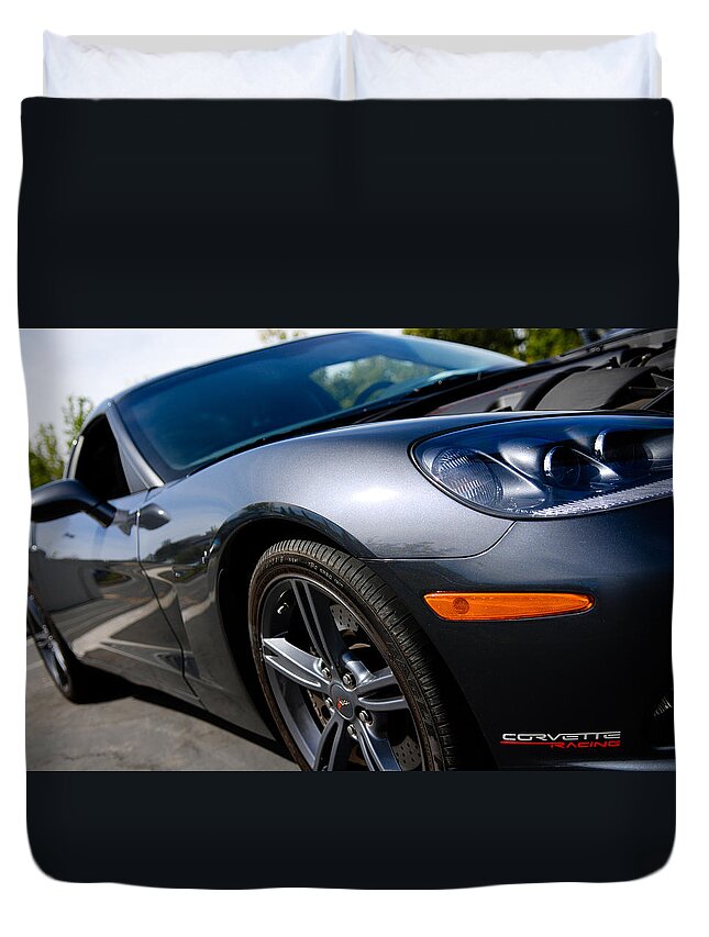 Corvette Duvet Cover featuring the photograph Corvette Racing by Shane Kelly
