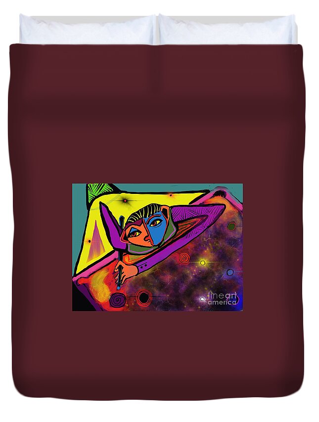  Duvet Cover featuring the digital art Cosmic pool by Hans Magden