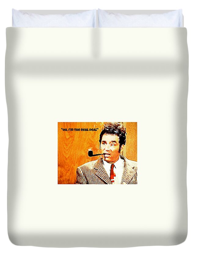 Kramer Duvet Cover featuring the painting Cosmo Kramer The Real Deal by John Malone