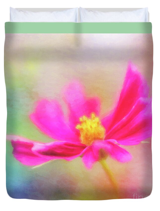 Cosmos Duvet Cover featuring the photograph Cosmos Flowers Love to Dance by Anita Pollak