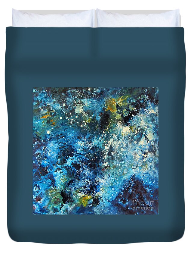 Abstract Painting Duvet Cover featuring the painting Cosmos by Valerie Travers